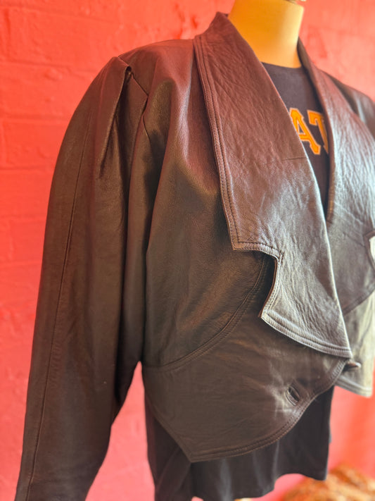 Cropped leather jacket